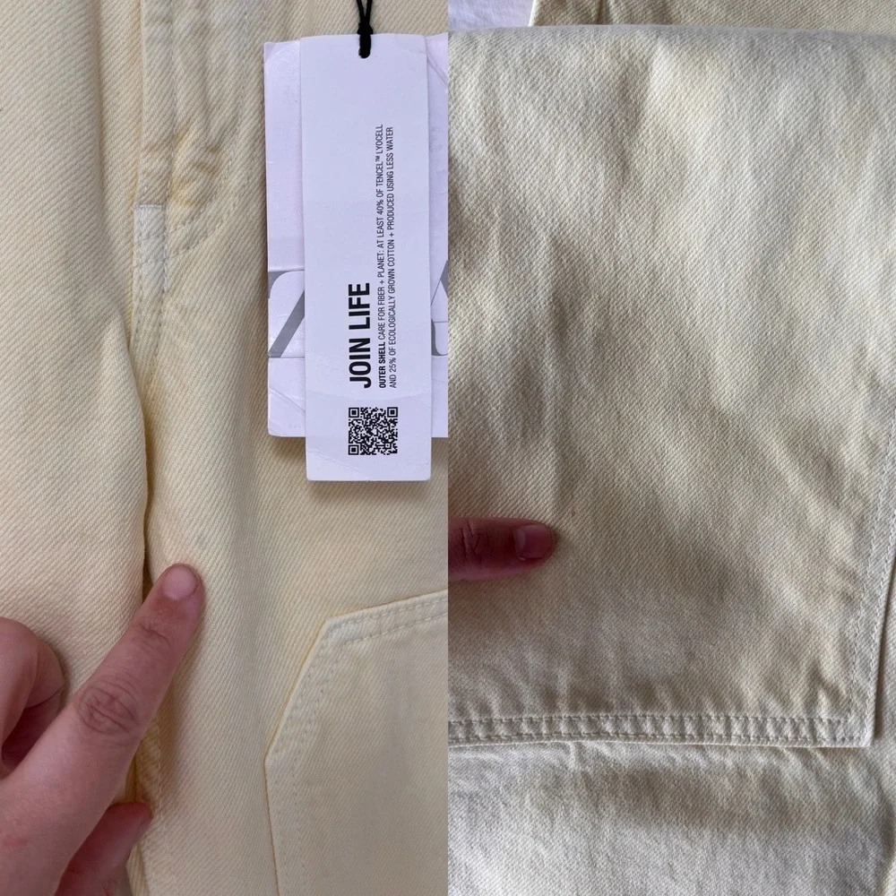 NWT ZARA Mid Rise Patch Pocket Yellow Jeans 2 - Picture 16 of 16